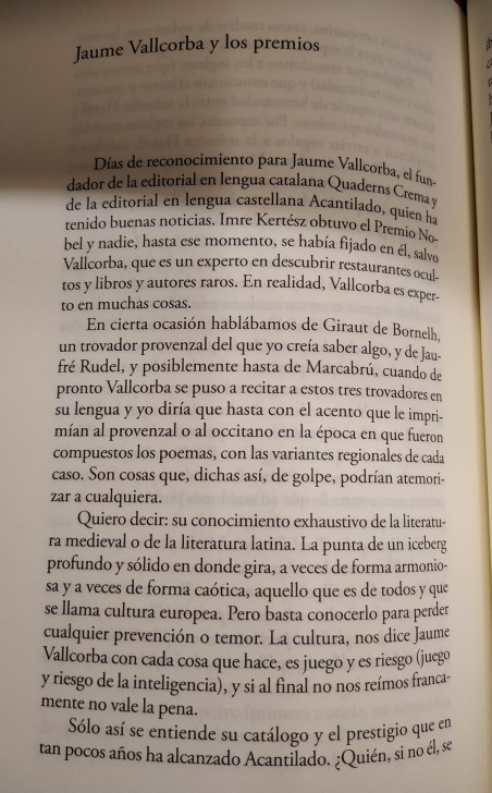 Bolaño sobre Vallcorbá