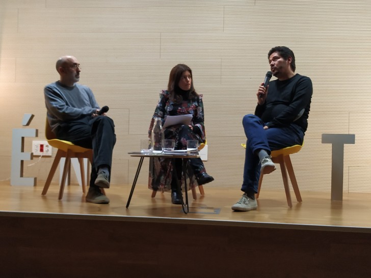 Eduardo Halfon, Cristina Hermoso de Mendoza y Juan Pablo Villanueva